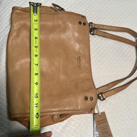 American Leather Co. Tan 3-Compartment Shoulder Bag Purse w/ Outer Pocket - Picture 7 of 7